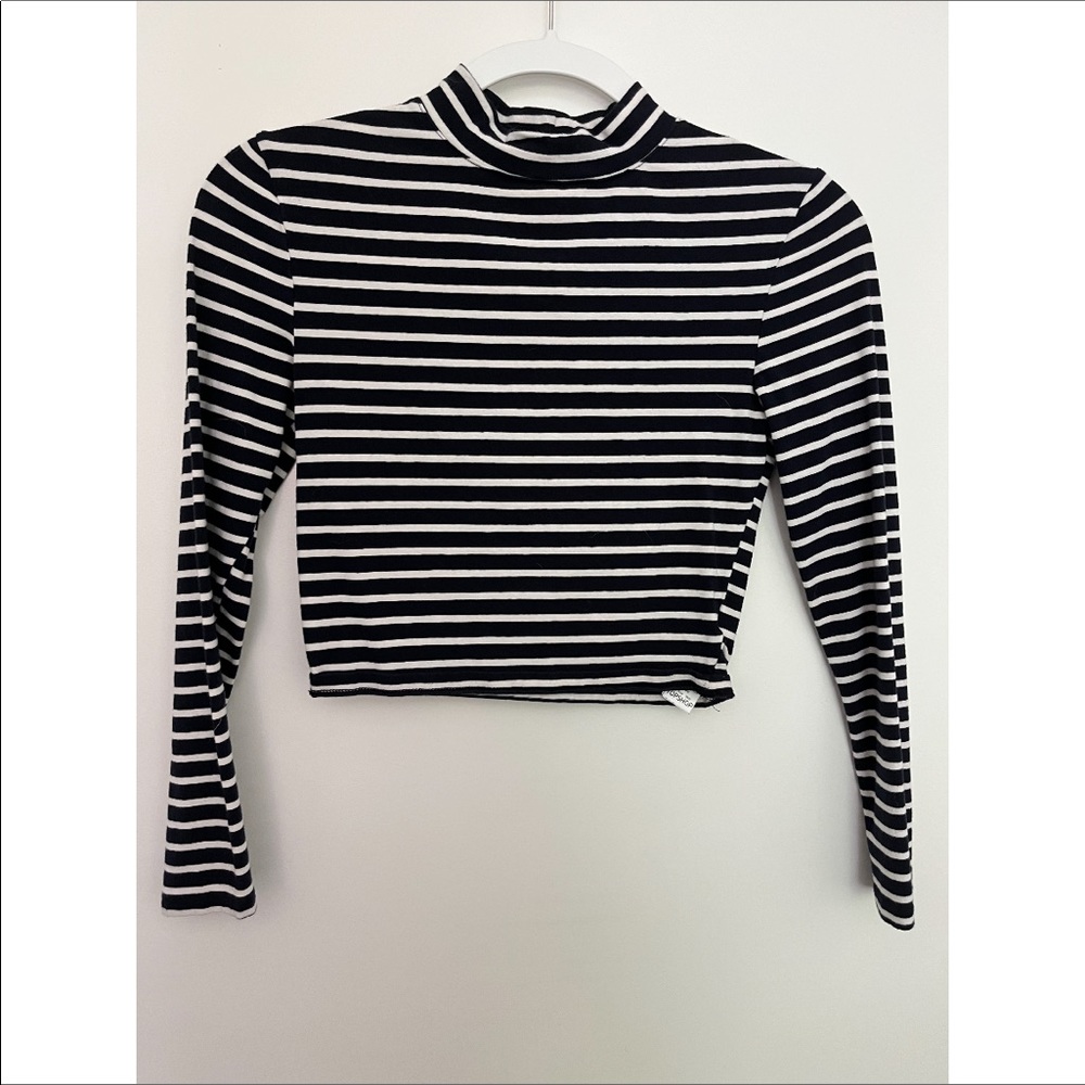 Topshop High Neck Cropped long sleeve top